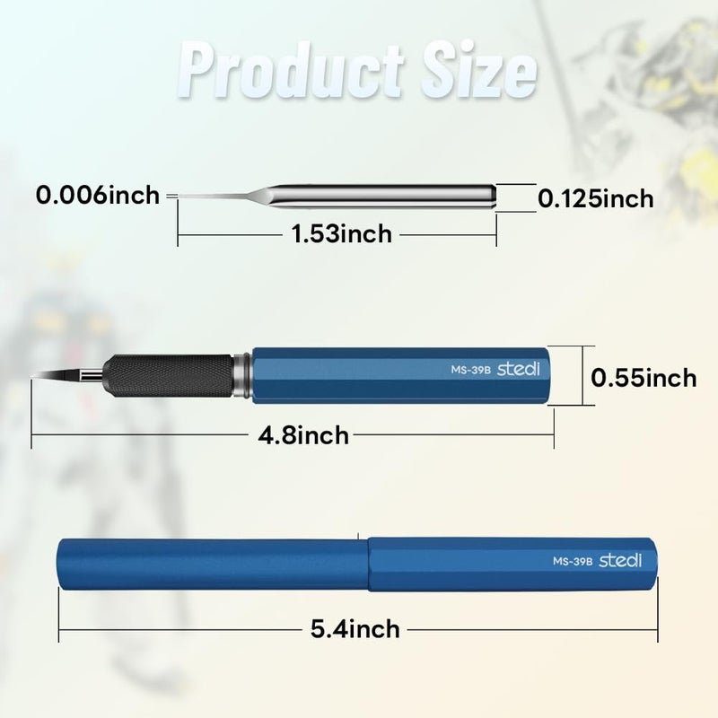 stedi Model Scriber Chisel Tungsten steel Blades 0.15mm for Modeling Hobby RG Scale Model Gundam Model Kit for Scribing line  Engraved Panel line Resin Blue - Image 4